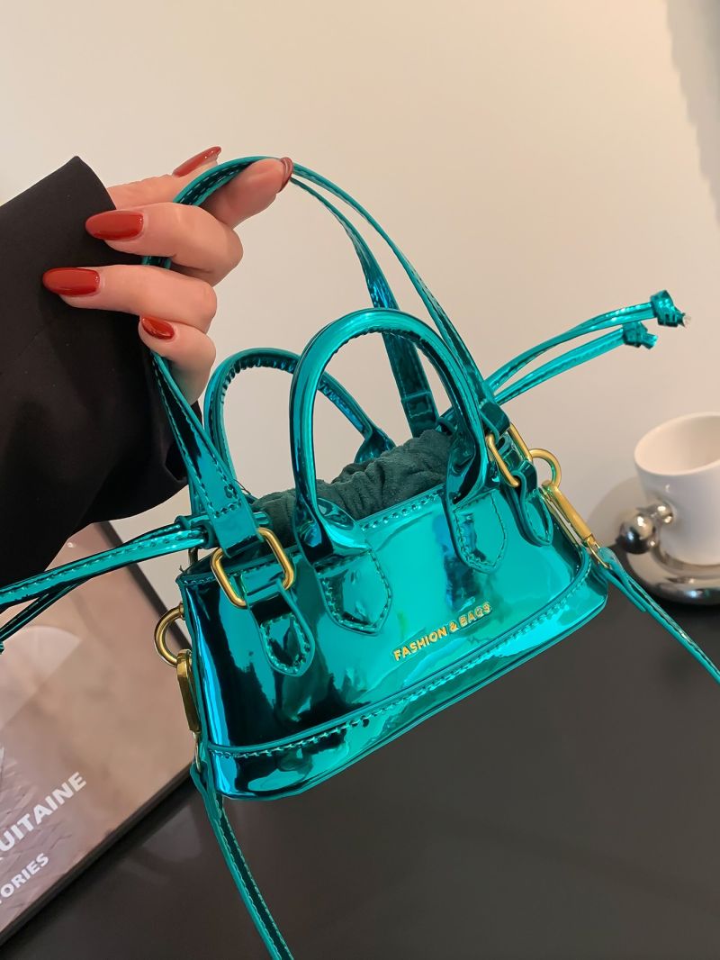 Mini Metallic Letter Graphic Bucket Bag