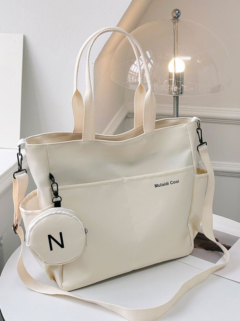 Letter Graphic Shoulder Tote Bag With Coin Purse