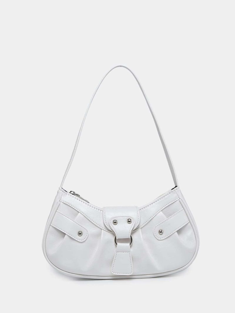 Minimalist Buckle Decor Baguette Bag