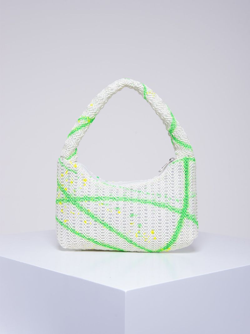 Colorblock Straw Bag