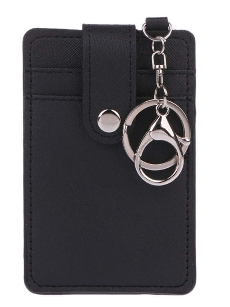 Unisex Color Portable ID Card Holder Bus Card Cover Case Office Work Key Chain Key Ring Tool