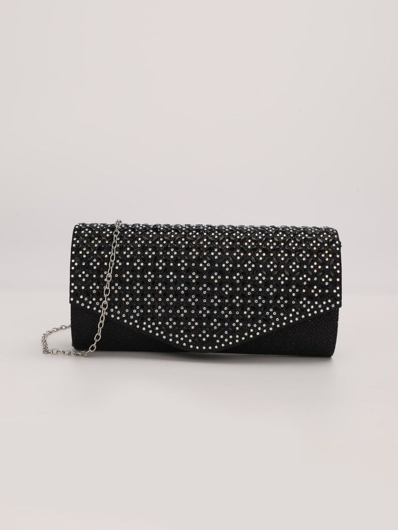 Rhinestone Decor Flap Envelope Bag