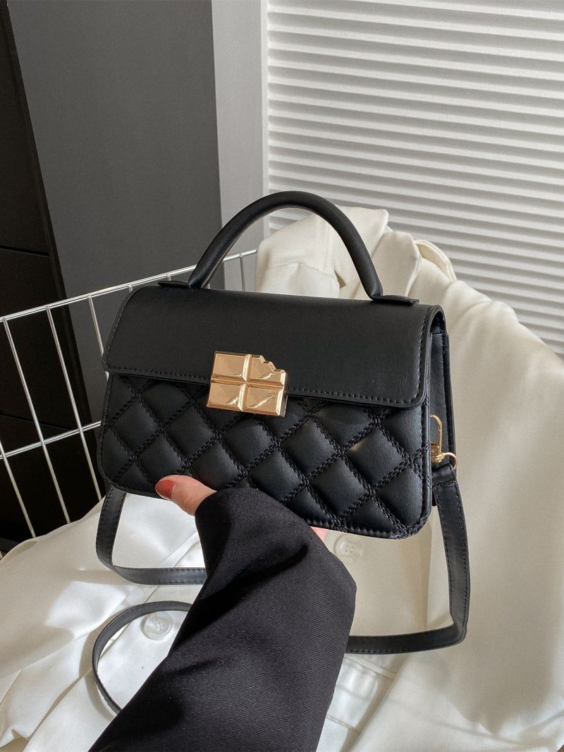 Quilted Pattern Metal Decor Flap Square Bag