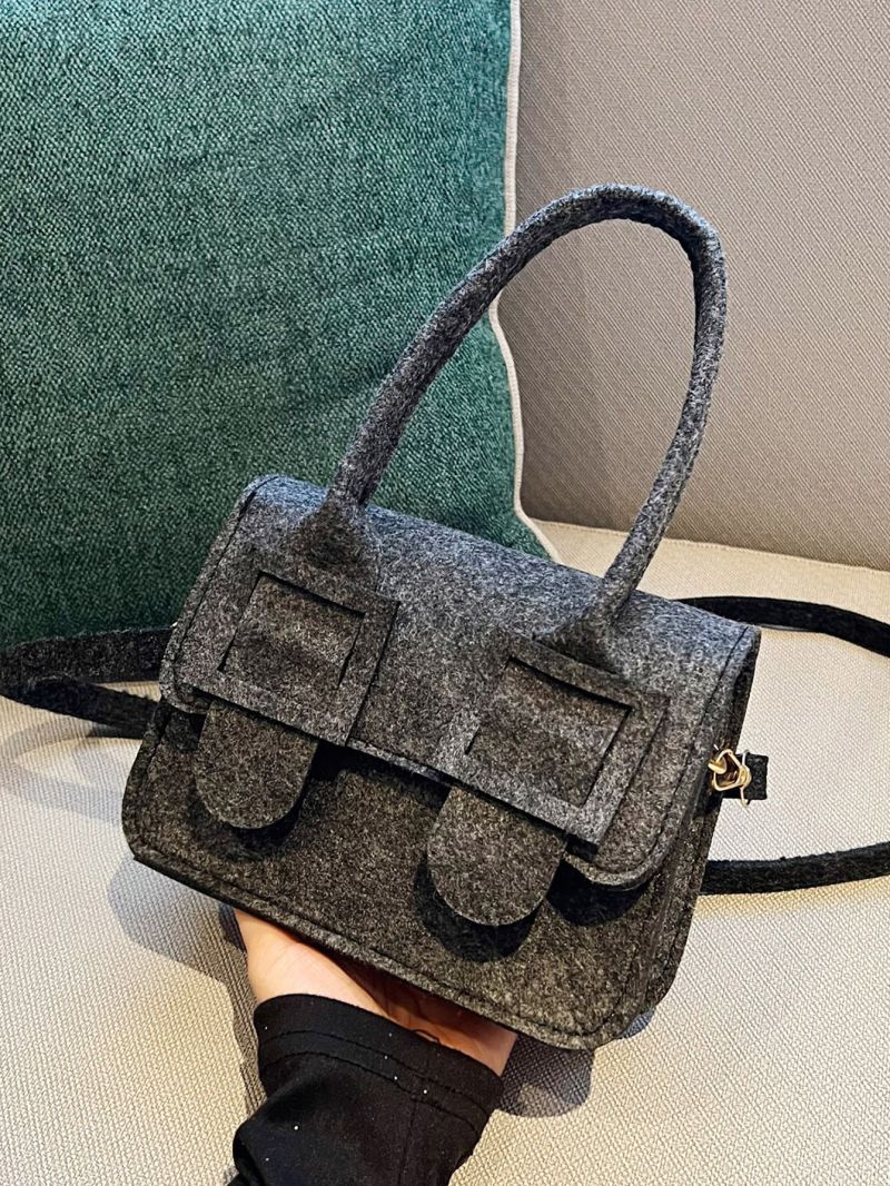 Mini Square Bag Gray Minimalist Flap For Daily