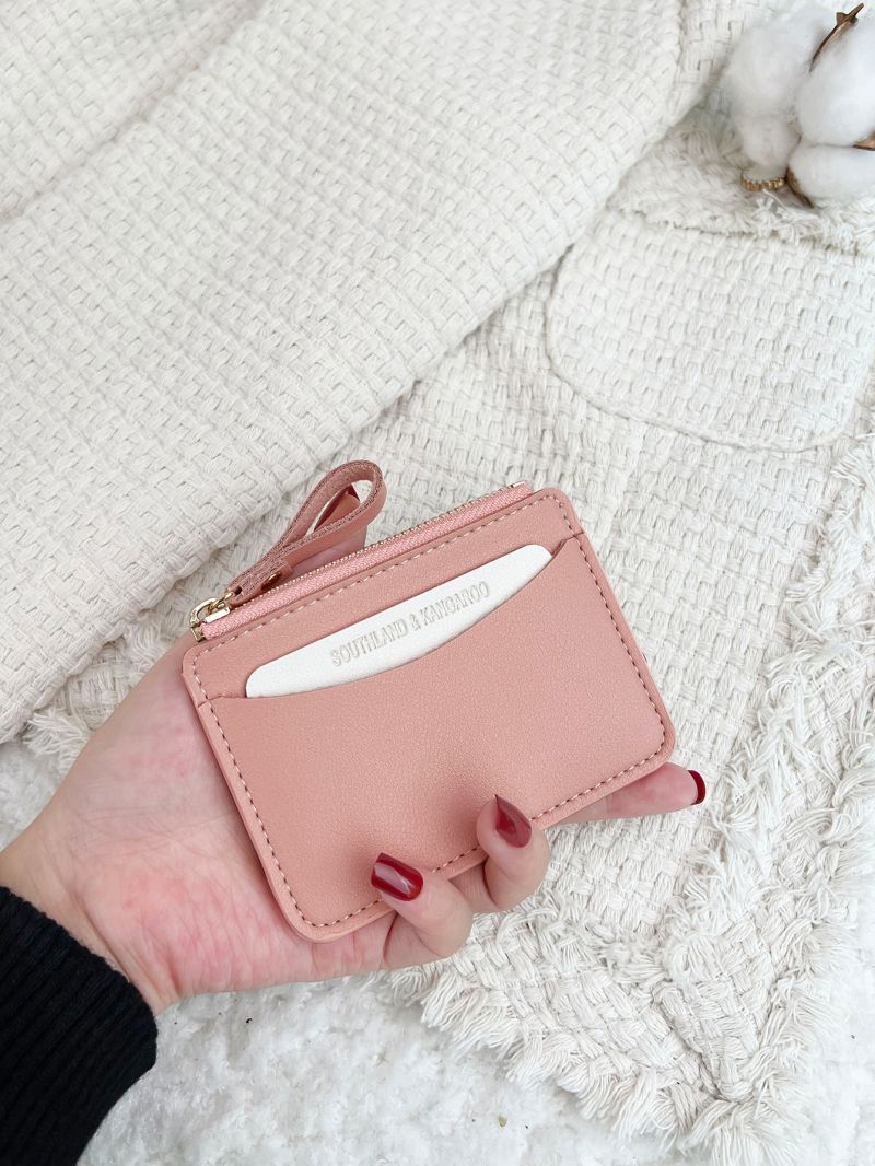 Litchi Embossed Stitch Detail Card Holder