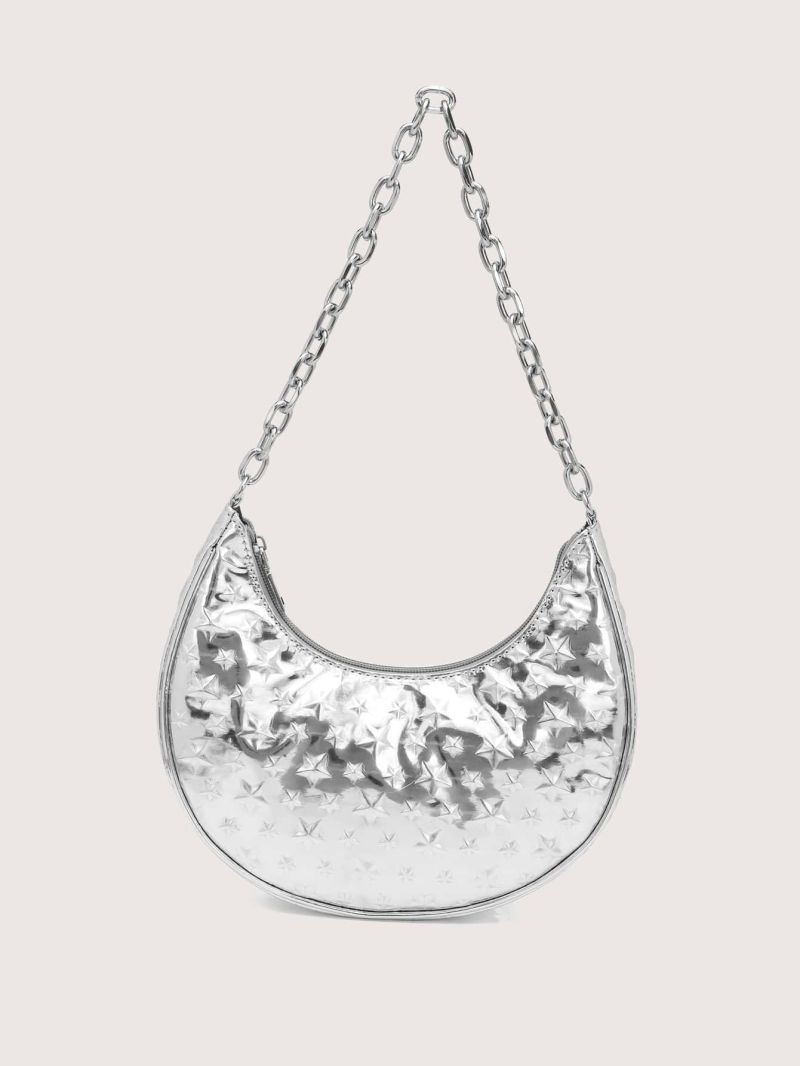 Metallic Chain Hobo Bag