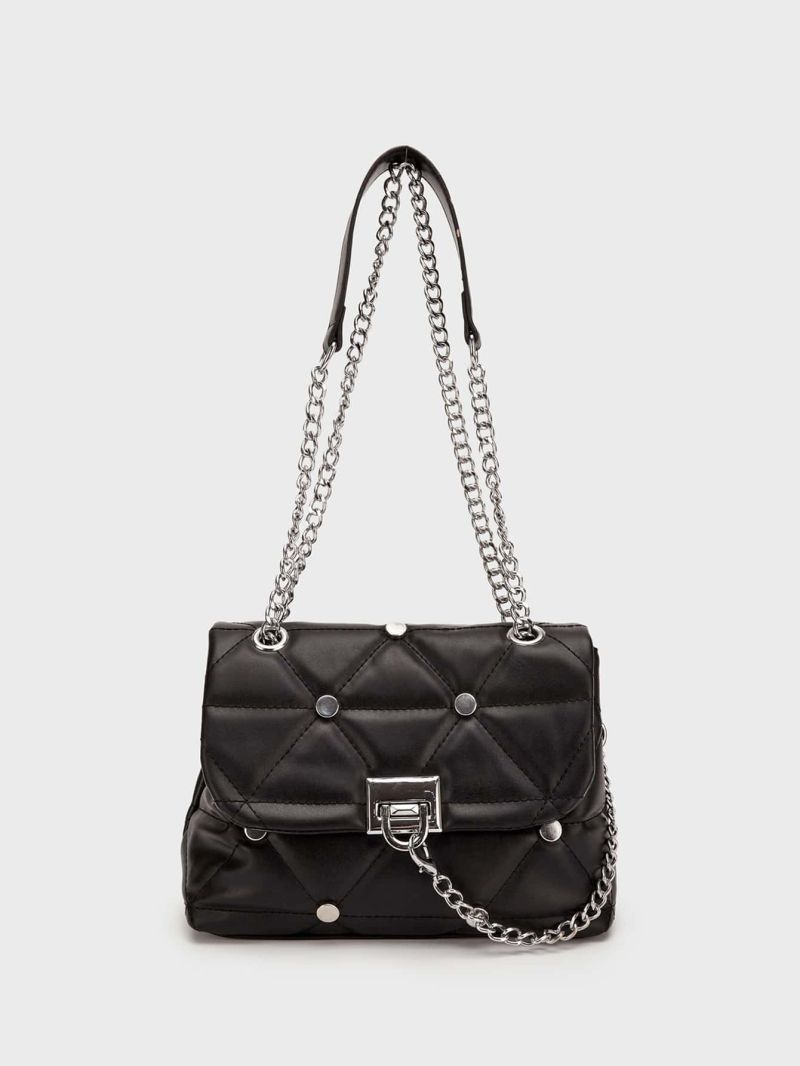 Quilted Pattern Chain Square Bag