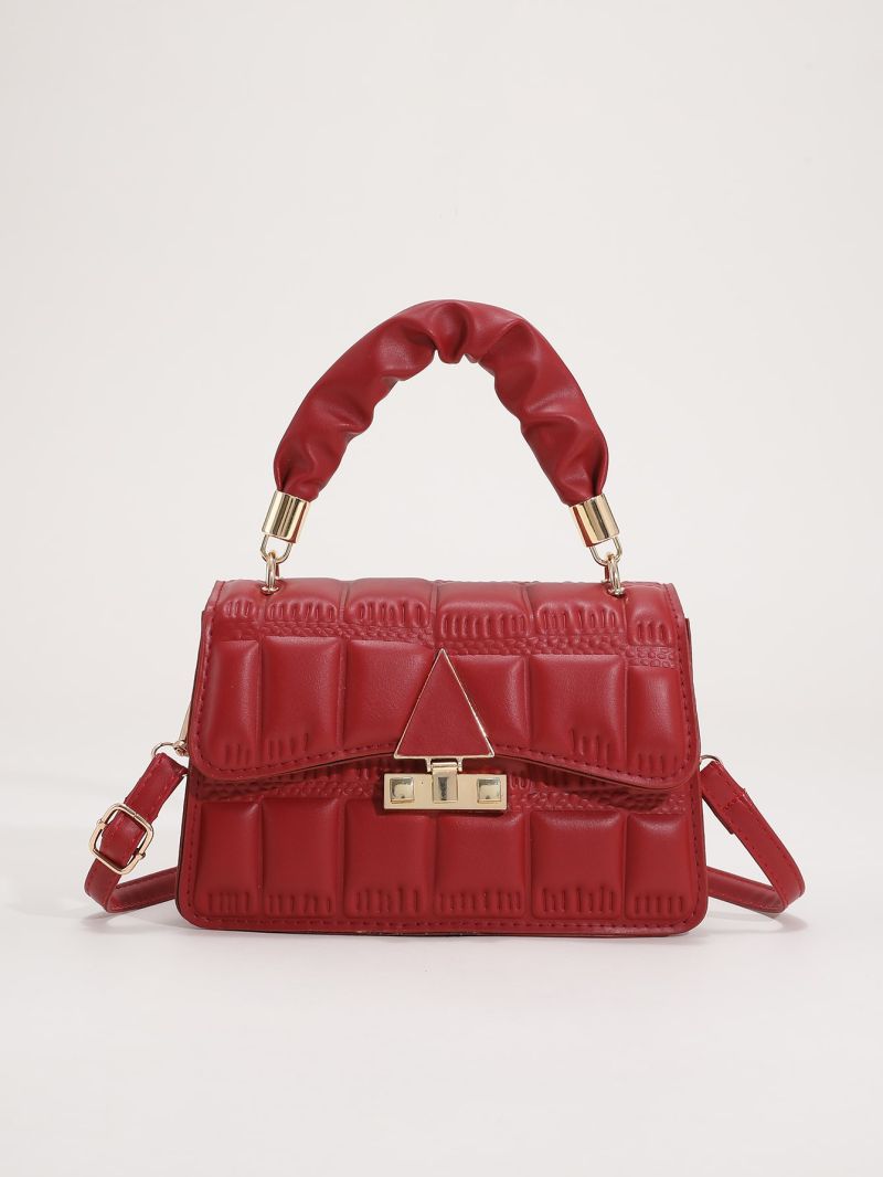 Quilted Pattern Metal Decor Flap Square Bag