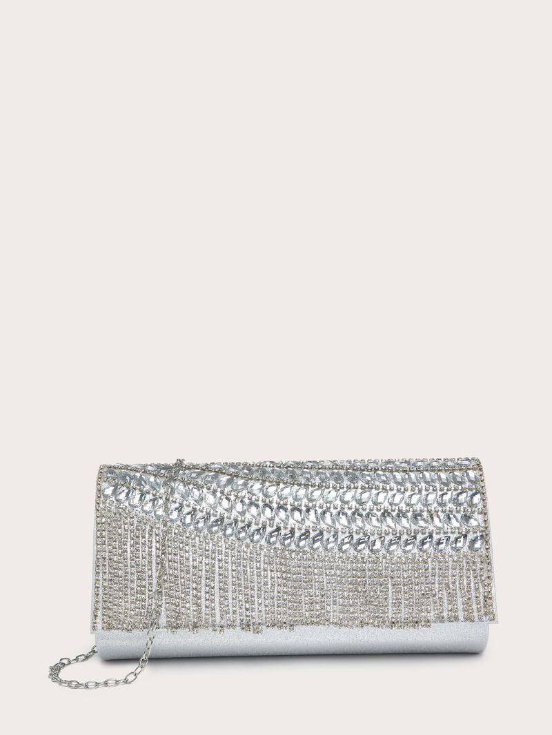 Rhinestone Decor Chain Evening Bag