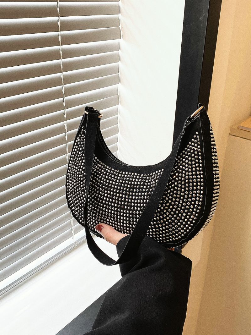 Rhinestone Decor Hobo Bag, Perfect Bride Purse For Wedding, Prom & Party Events