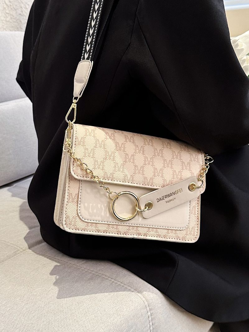 Mini Letter Graphic Chain Decor Flap Square Bag
