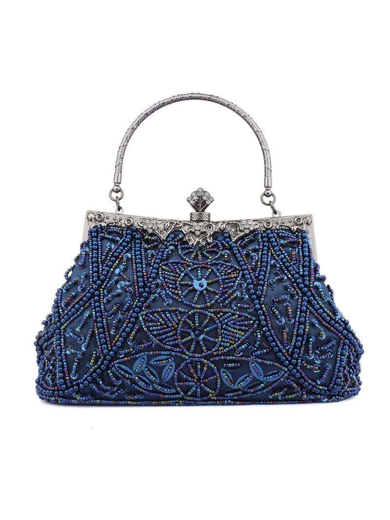 Rhinestone Decor Kiss Lock Evening Bag