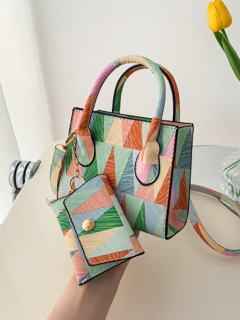 Mini Geometric Pattern Square Bag With Coin Purse