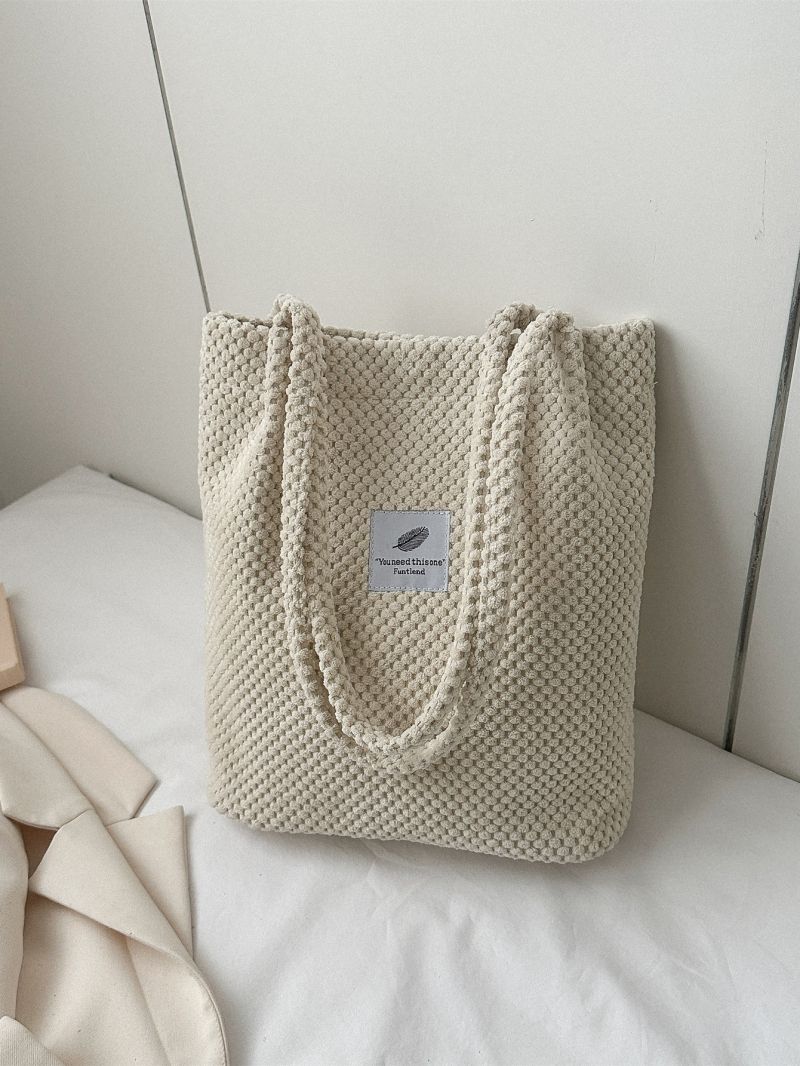 Double Handle Tote Bag Letter Decor Shopper Bag