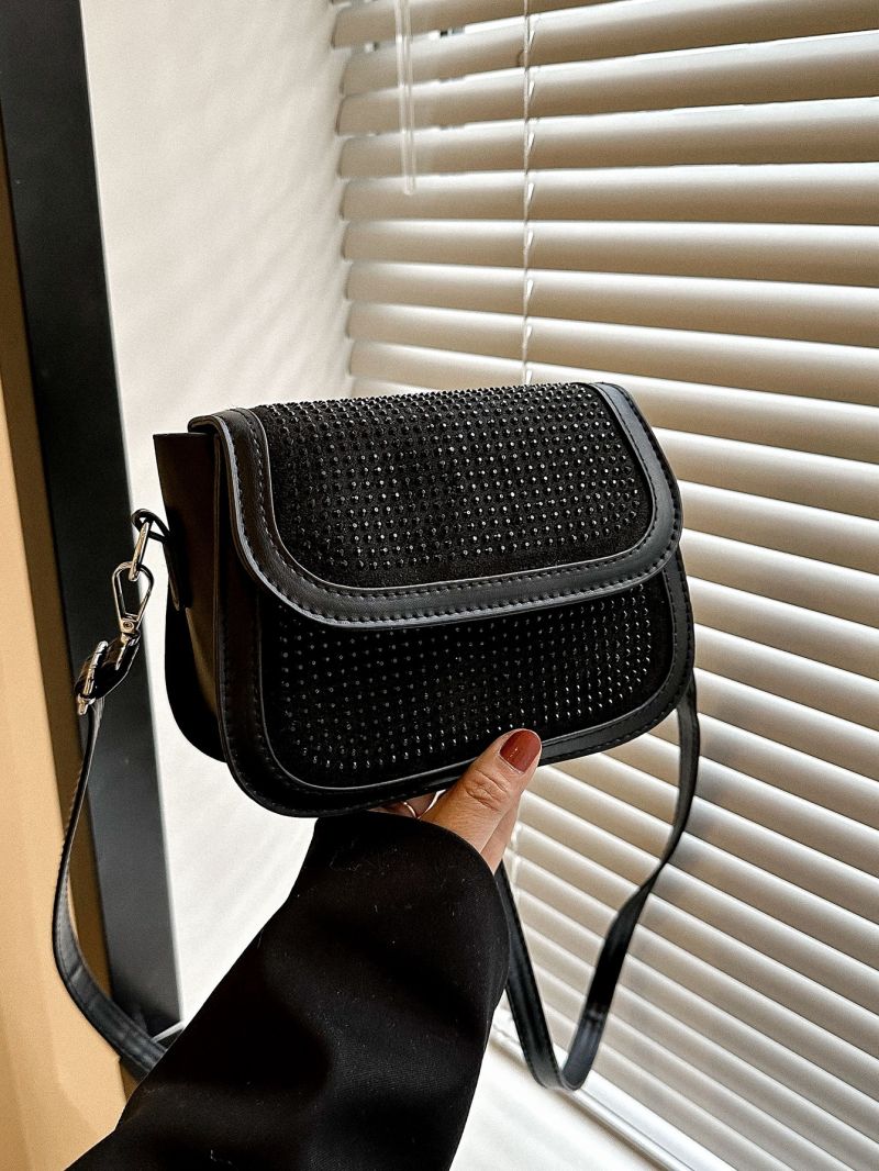 Mini Rhinestone Decor Flap Square Bag