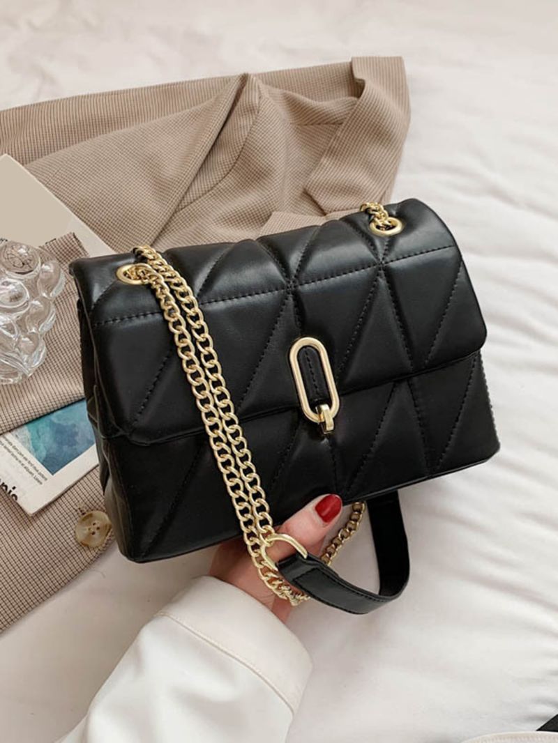 Quilted Chain Strap Flap Square Bag
