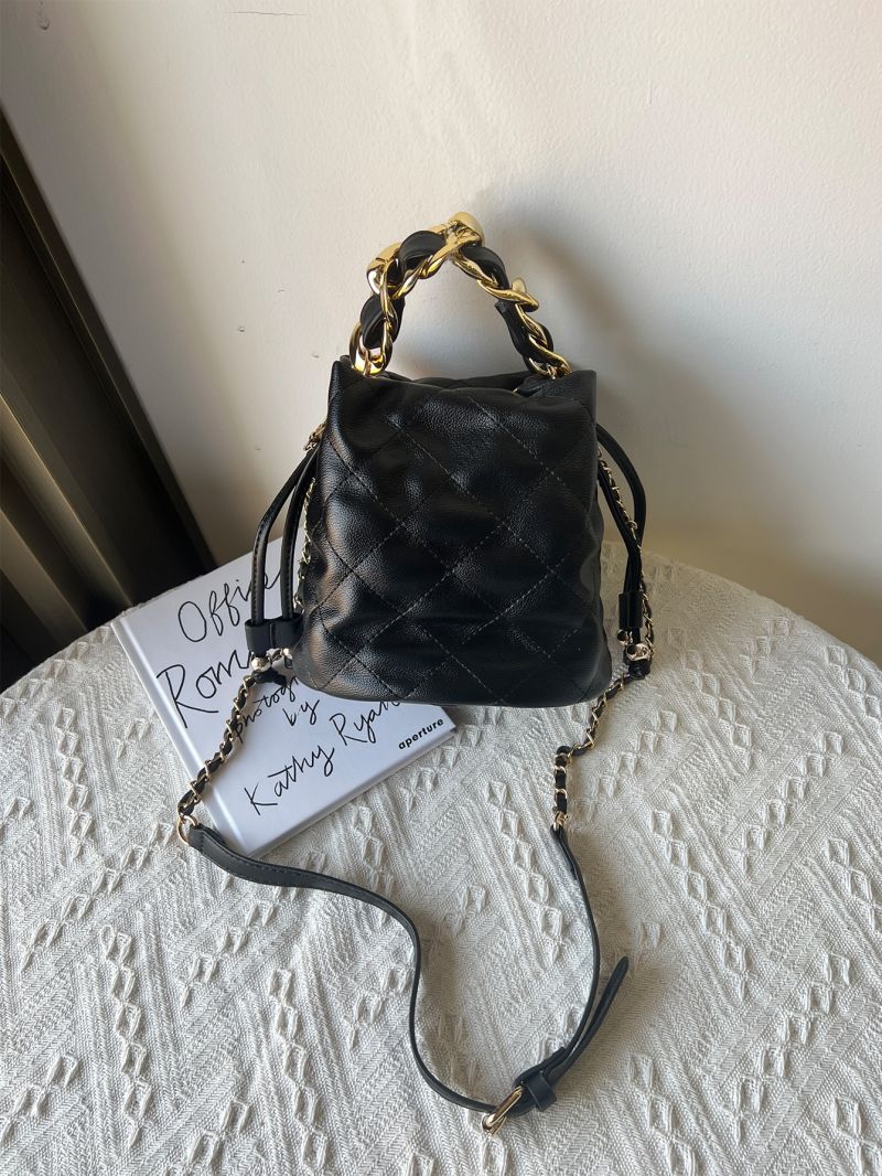 Mini Stitch Pattern Chain Bucket Bag