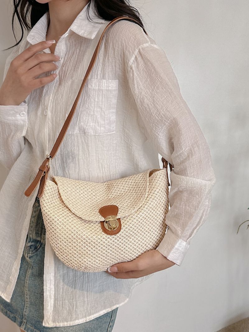 Minimalist Flap Straw Bag