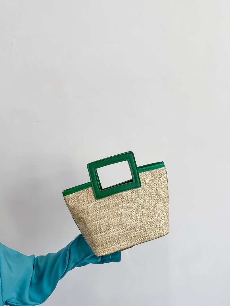 Contrast Binding Straw Bag