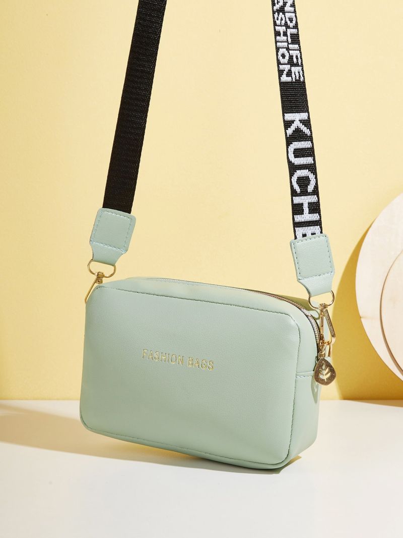 Mini Letter Print Crossbody Bag Green Square Bag for Women