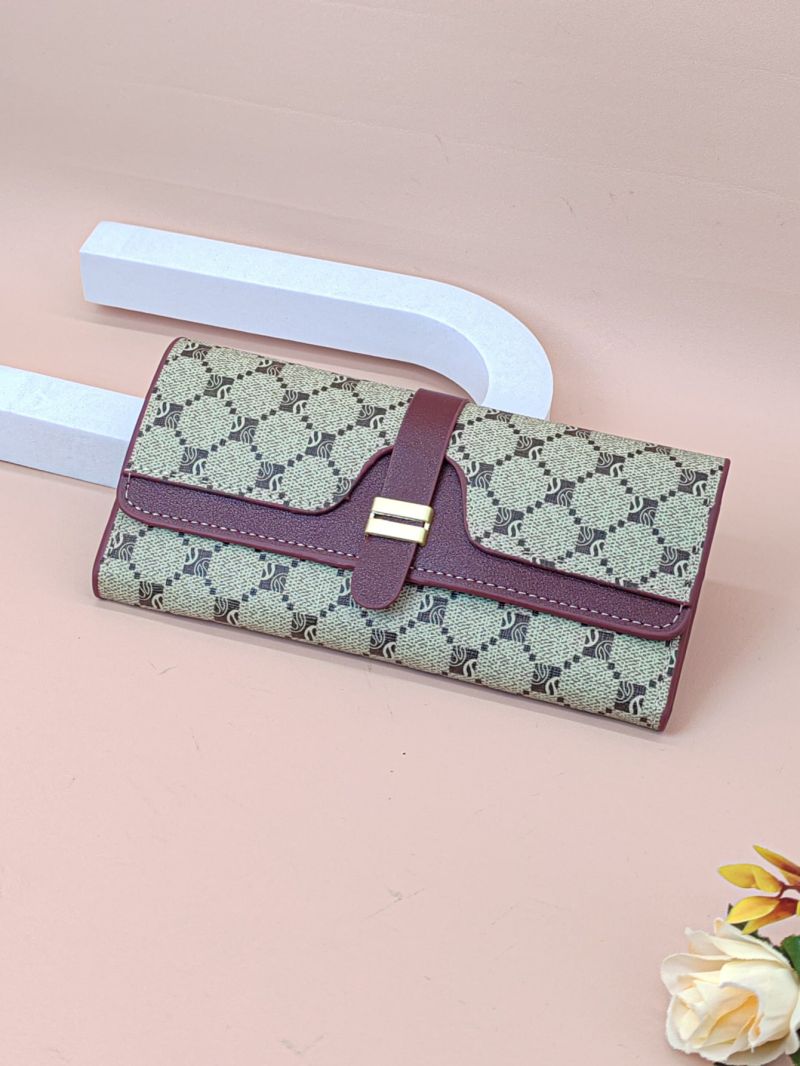 Colorblock Geometric Pattern Long Wallet