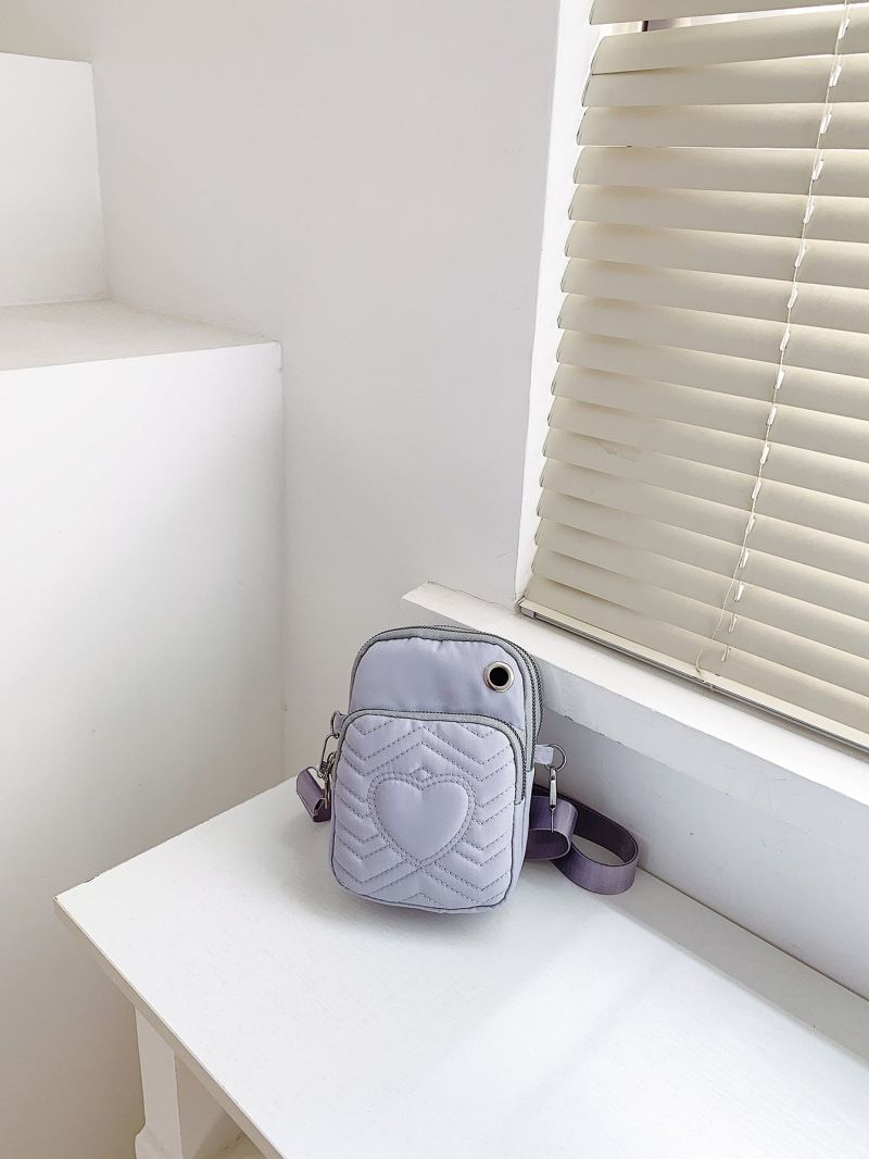 Chevron & Heart Graphic Phone Wallet Nylon Purple