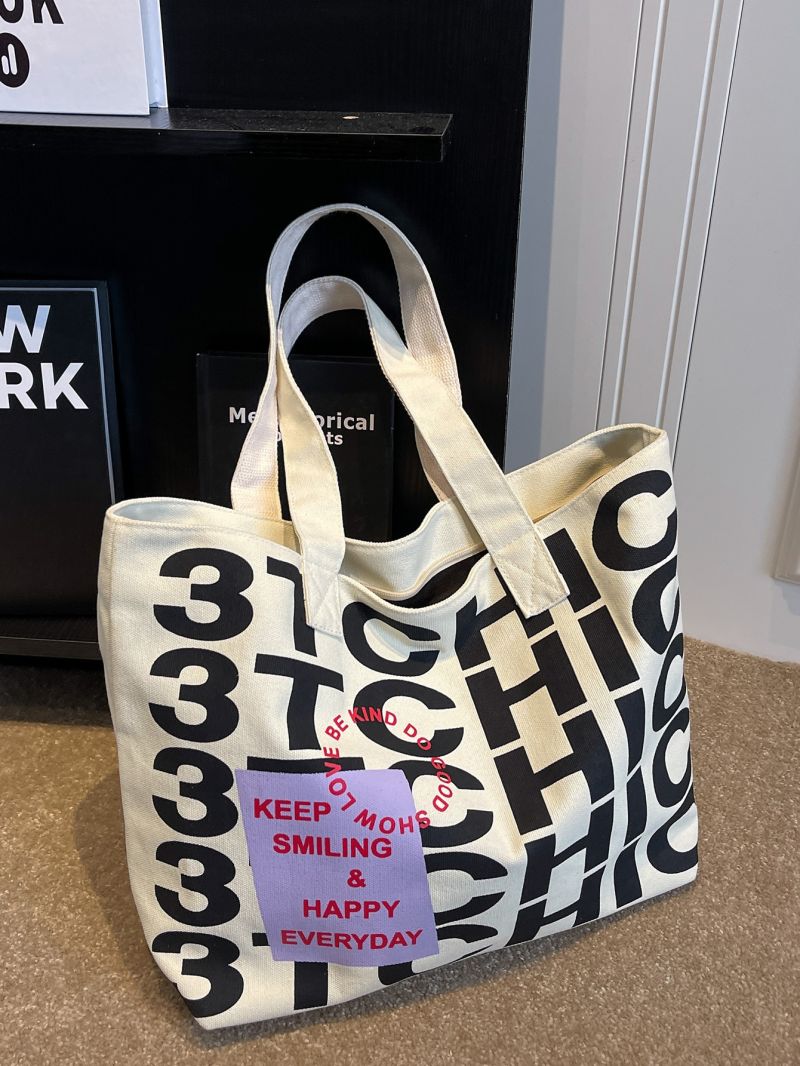 Letter Graphic Shopper Bag