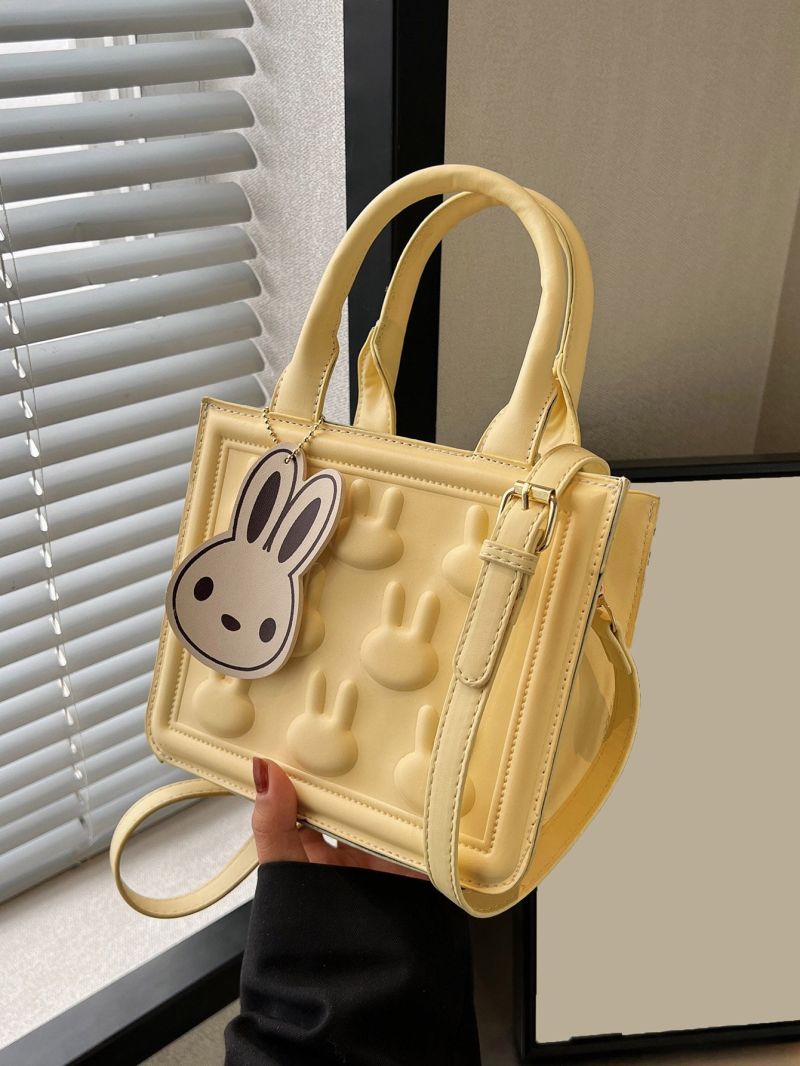Mini Rabbit Embossed Square Bag With Bag Charm