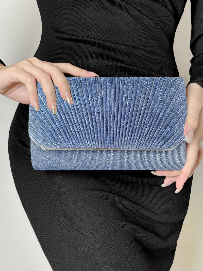 Glitter Pleated Detail Flap Envelope Bag