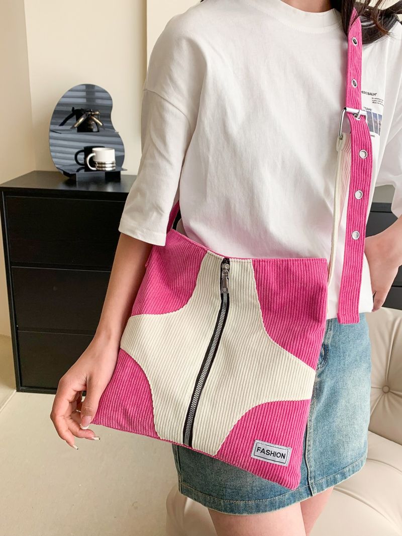 Colorblock Letter Patch Decor Square Bag