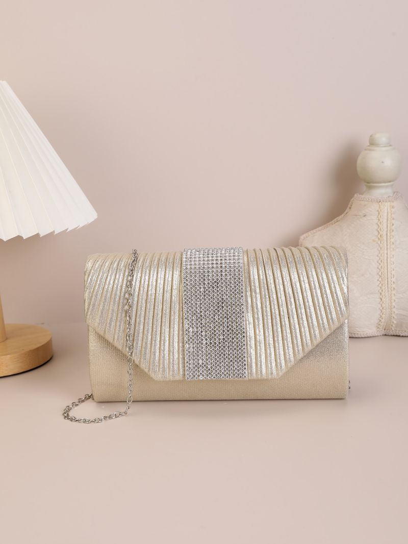 Glitter Rhinestone Decor Flap Chain Envelope Bag