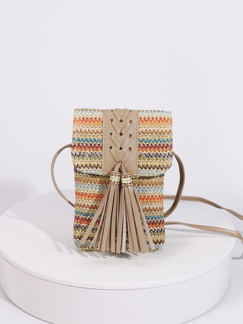 Mini Tassel Decor Straw Bag