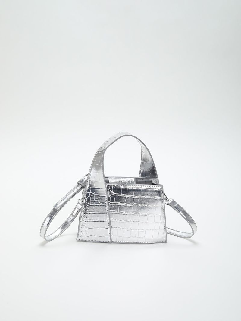 Mini Metallic Crocodile Embossed Square Bag