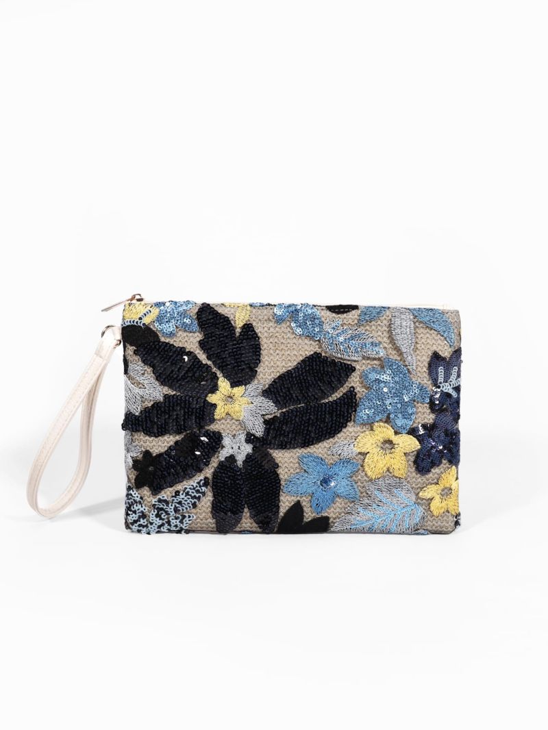 Floral Embroidery Clutch Bag