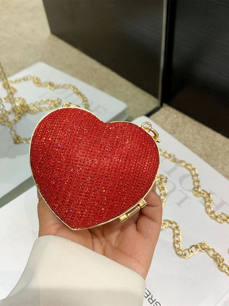Mini Glitter Heart Design Chain Novelty Bag