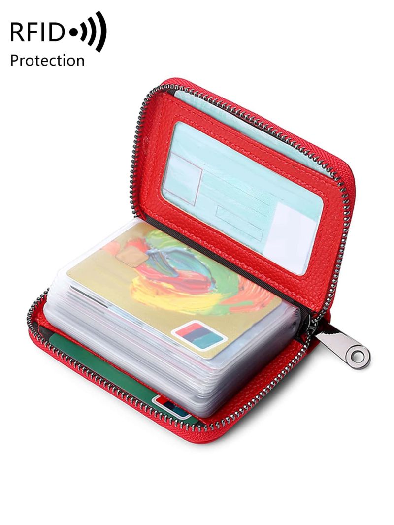 Genuine Leather Litchi Embossed Card Holder