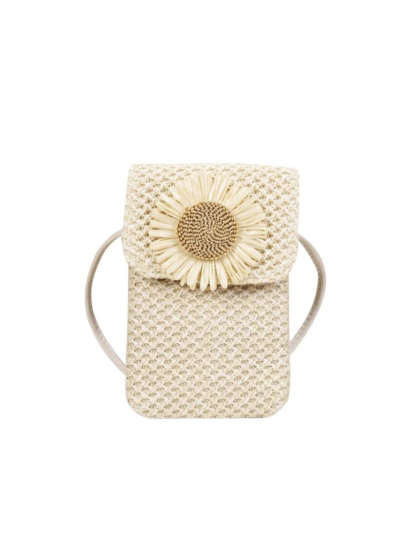 Sunflower Decor Flap Straw Phone Wallet