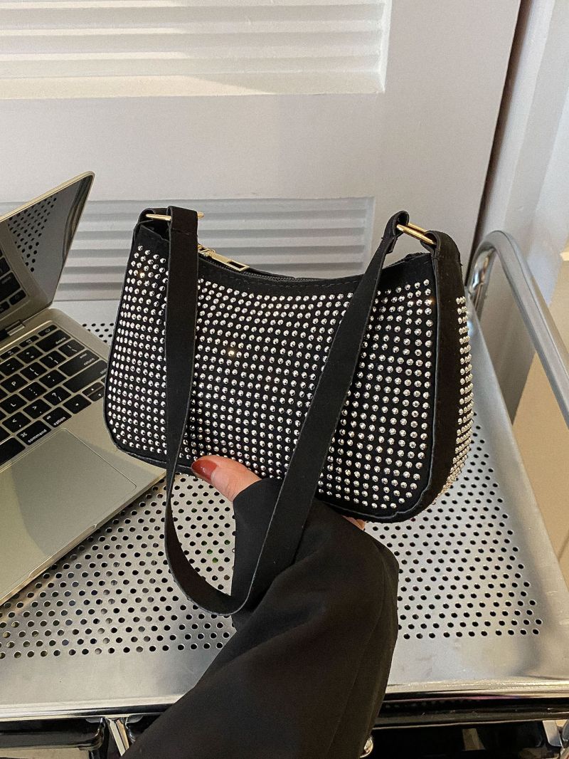 Studded Decor Hobo Bag Punk Style
