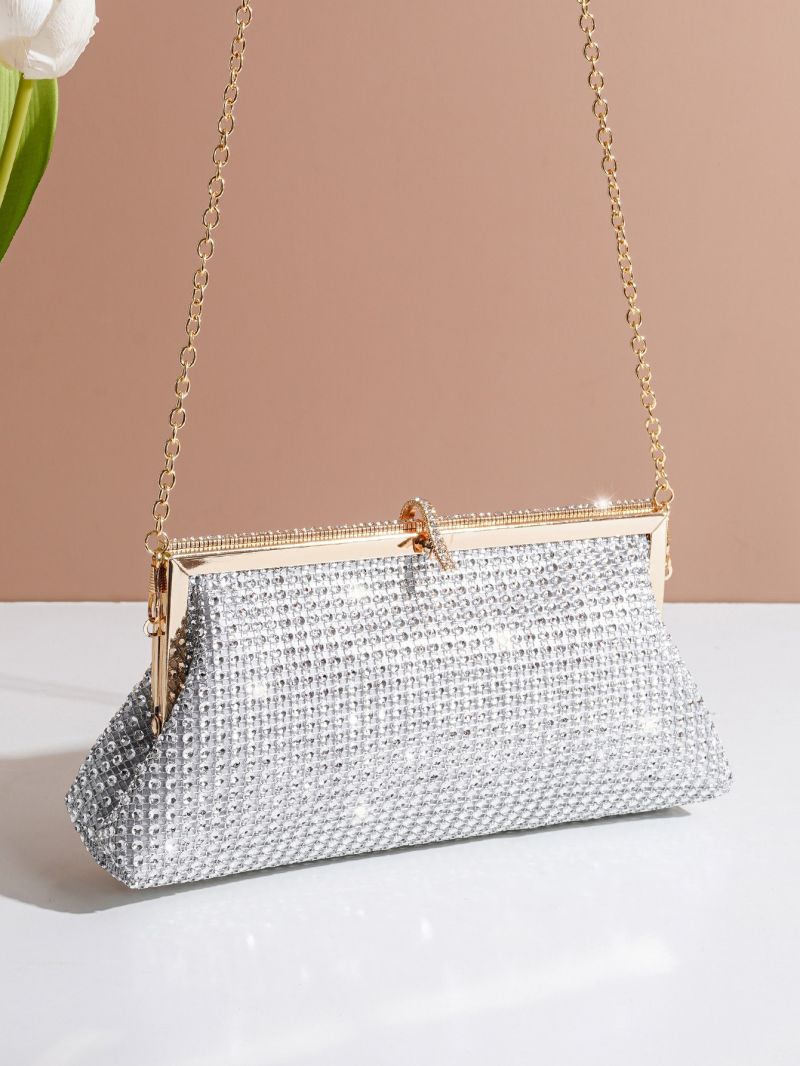 Rhinestone Decor Square Bag