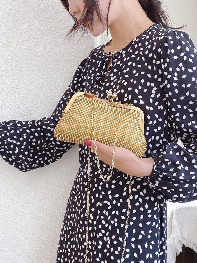 Rhinestone Decor Chain Square Bag