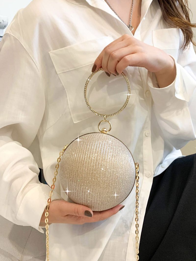 Mini Glitter Rhinestone Decor Circle Bag