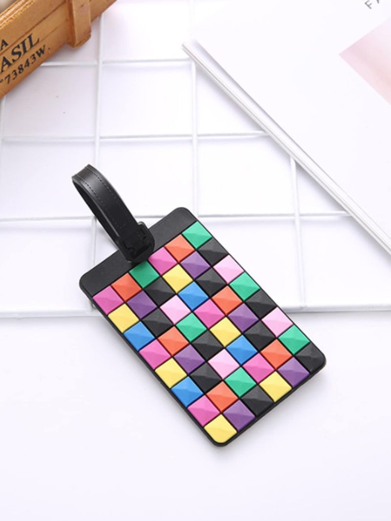 Colorblock Plaid Pattern Luggage Tag