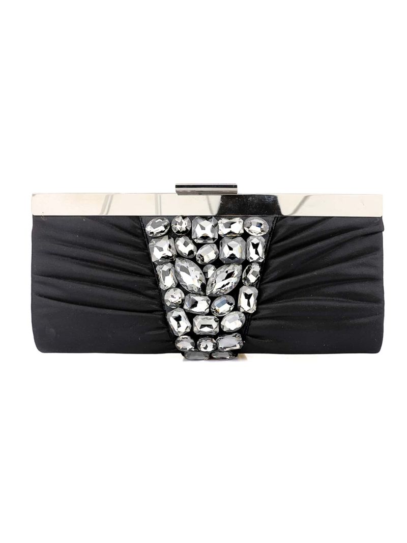 Rhinestone Decor Ruched Bag