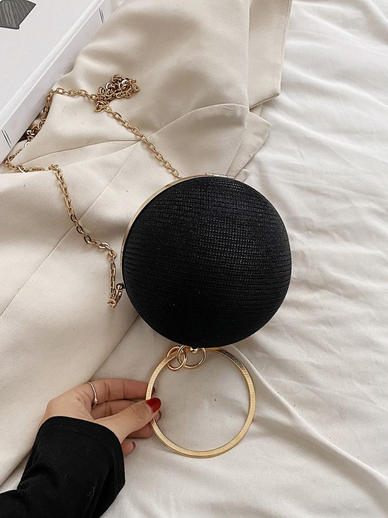 Mini Rhinestone Decor Top Ring Circle Bag