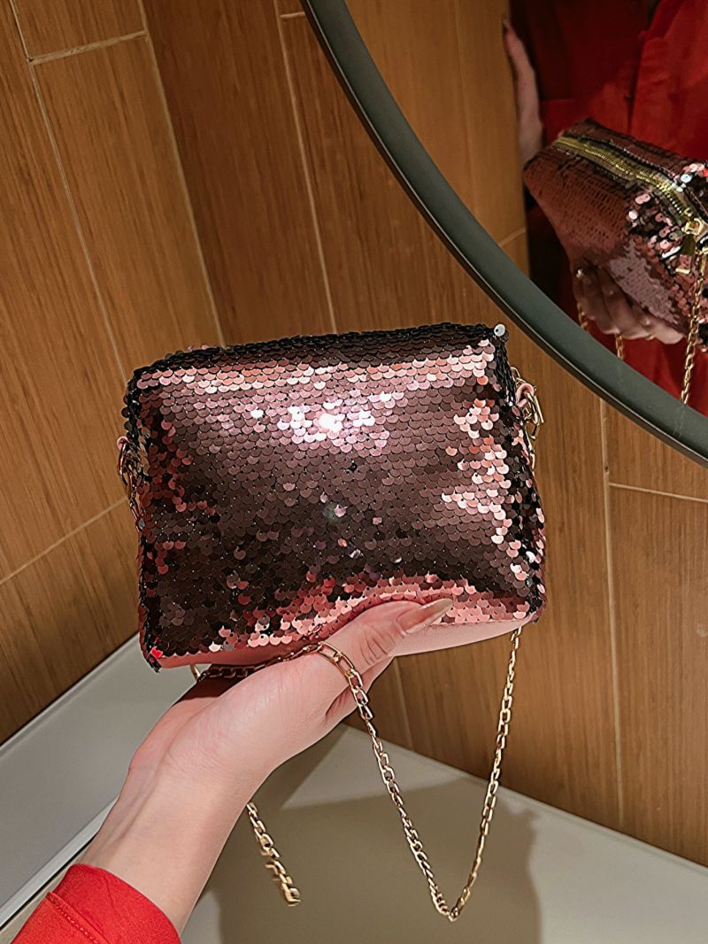 Mini Sequin Decor Chain Square Bag