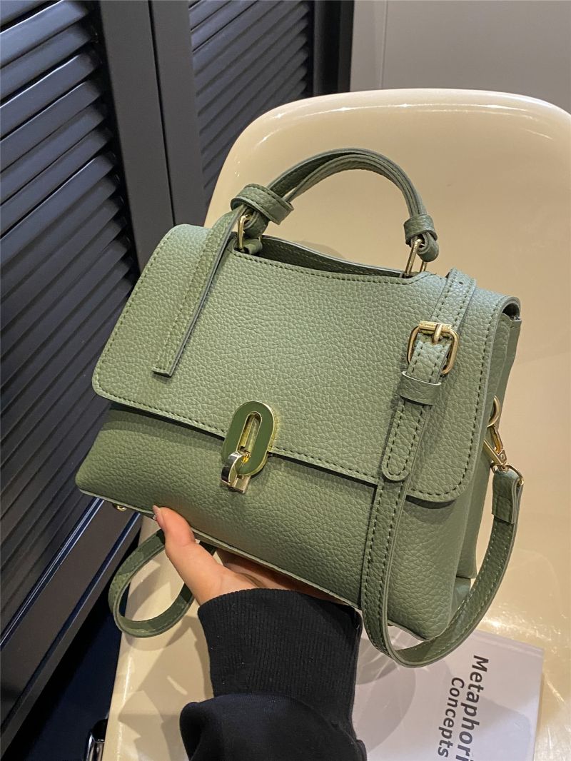 Litchi Embossed Flap Square Bag