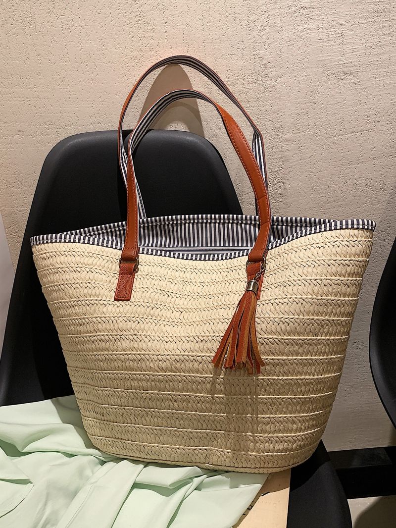 Tassel Decor Straw Bag