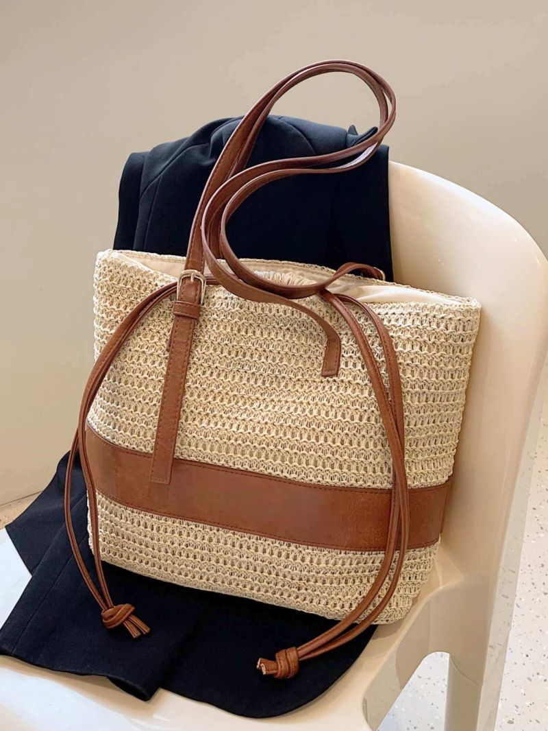 Two Tone Straw Bag