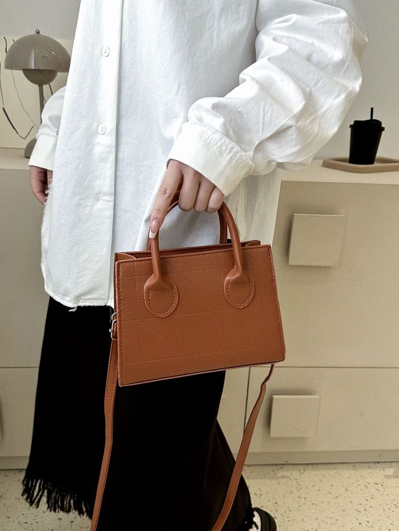 Small Square Bag Stitch Detail Minimalist PU