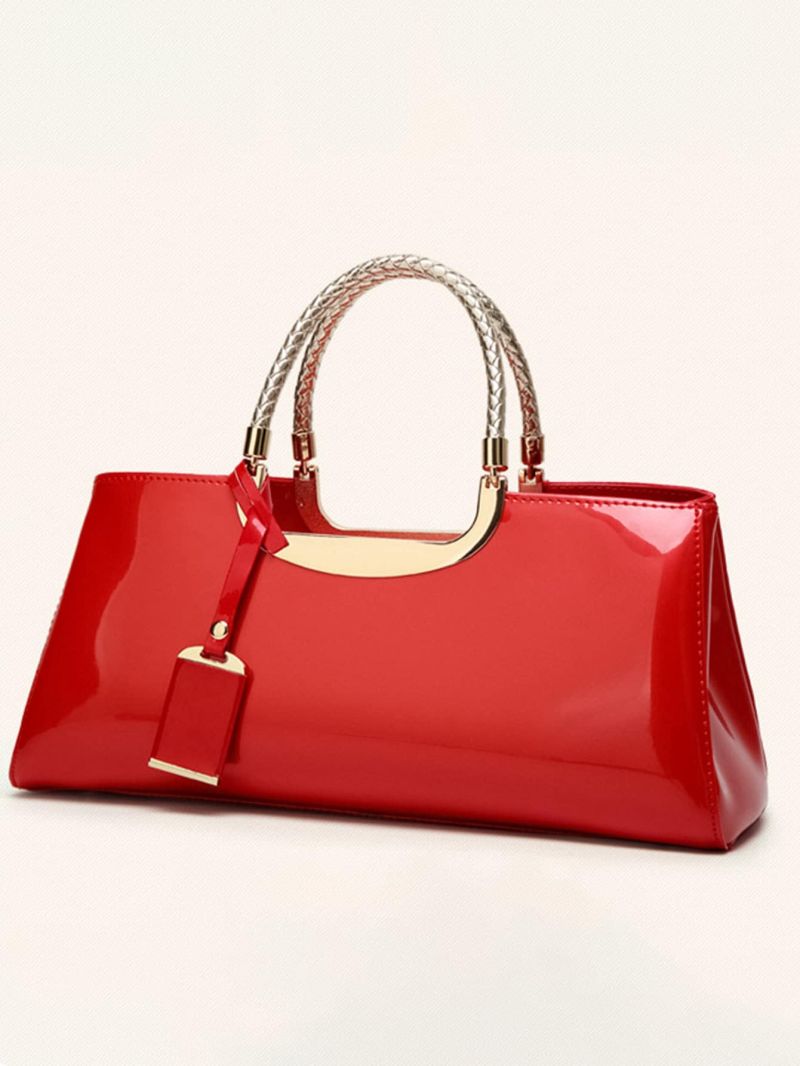 Neon Red Top Handle Bag With Bag Charm